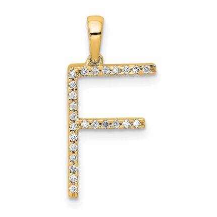 14K Diamond Letter F Initial Pendant