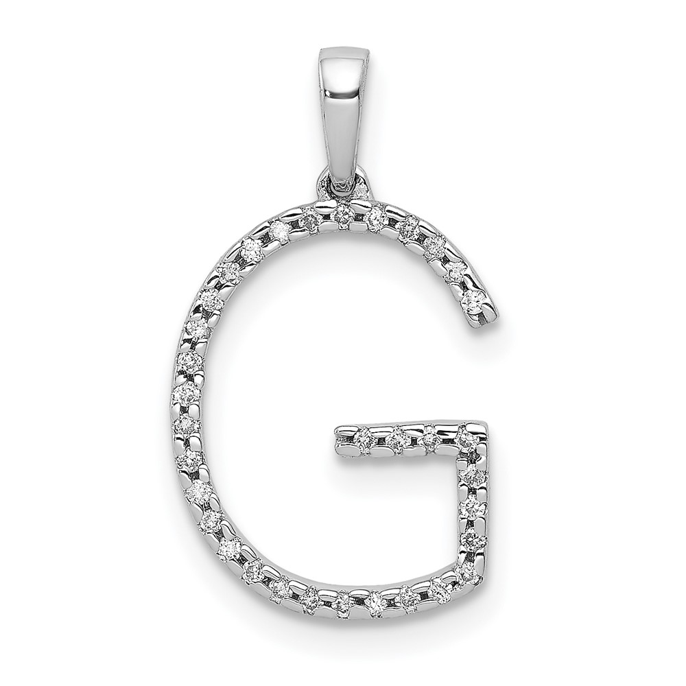 PM5222G-010-WA.jpg 14K White Gold Diamond Letter G Initial Pendant - Image 1