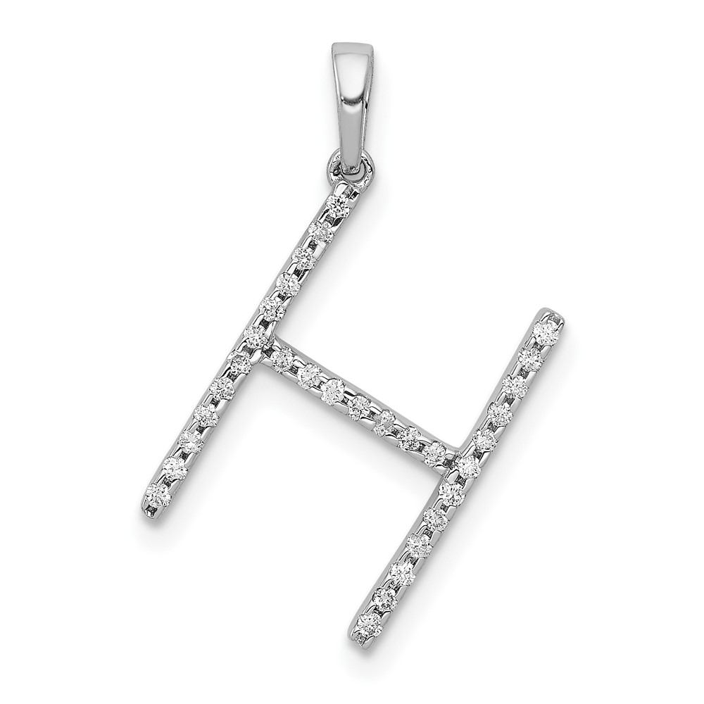 PM5222H-010-WA.jpg 14K White Gold Diamond Letter H Initial Pendant - Image 1