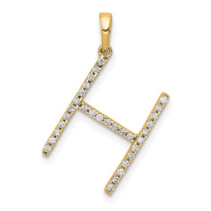 14K Diamond Letter H Initial Pendant