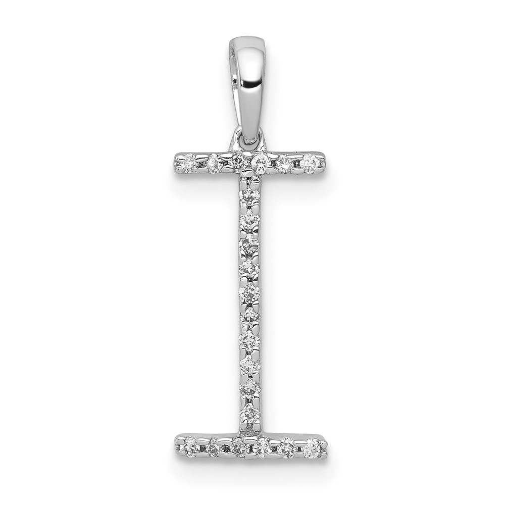 PM5222I-010-WA.jpg 14K White Gold Diamond Letter I Initial Pendant - Image 1