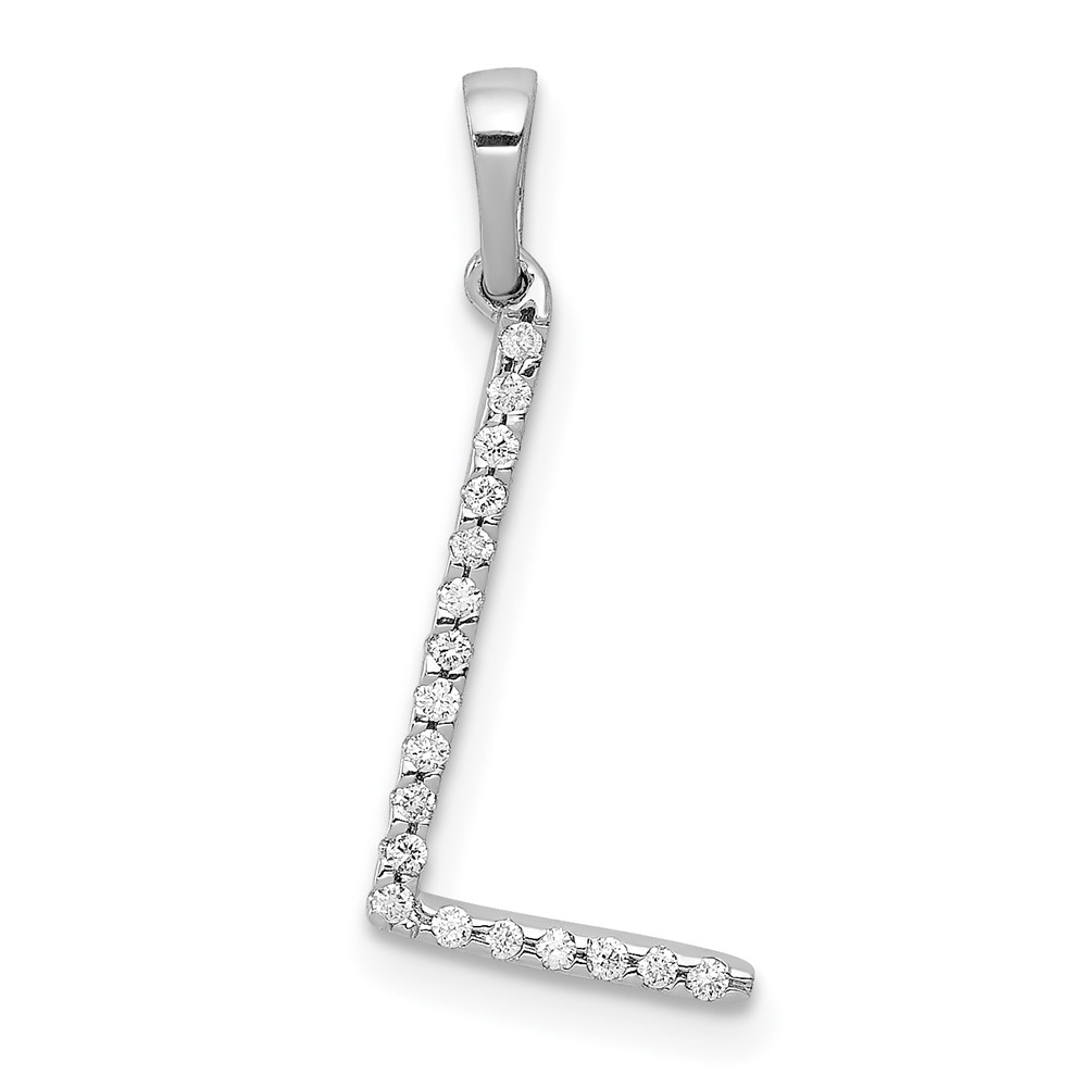 PM5222L-006-WA.jpg 14K White Gold Diamond Letter L Initial Pendant - Image 1