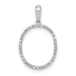 14K White Gold Diamond Letter O Initial Pendant