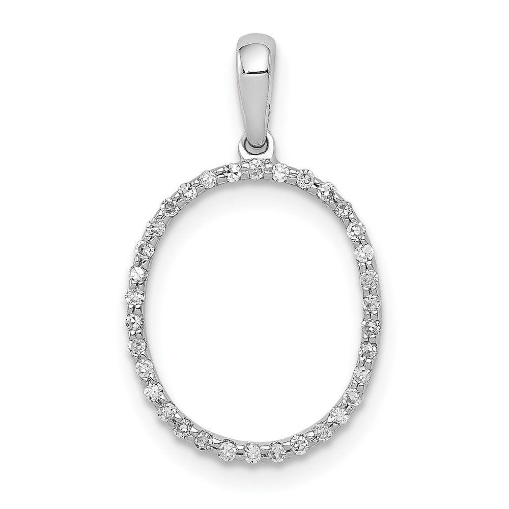 PM5222O-010-WA.jpg 14K White Gold Diamond Letter O Initial Pendant - Image 1