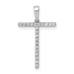 14K White Gold Diamond Letter T Initial Pendant