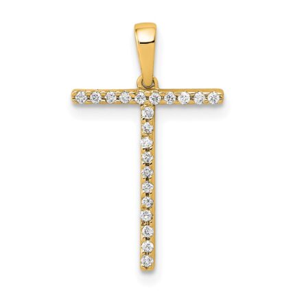 14K Diamond Letter T Initial Pendant