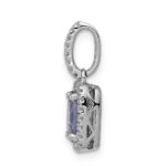 14k White Gold .94 Oval Tanzanite and Diamond Rectangle Halo Pendant - Image 2