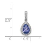 14k White Gold .75 Pear Tanzanite and Diamond Halo Pendant - Image 4