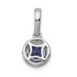 14k White Gold .69 Round Tanzanite and Diamond Halo Pendant - Image 3