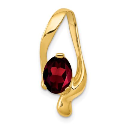 14k 8x6mm Oval Garnet Slide Fits up to 6mm Regular/8mm Fancy or Reversible Omega