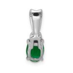 14k White Gold Diamond and Oval Emerald Pendant - Image 3
