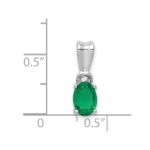 14k White Gold Diamond and Oval Emerald Pendant - Image 4