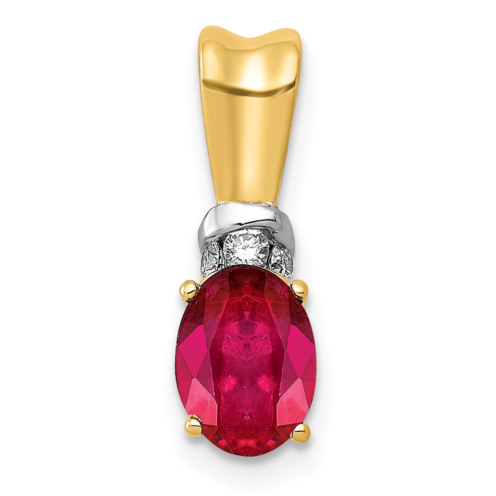 PM5251-RU-005-YA.jpg 14k with White Rhodium Diamond and .66 Oval Ruby Pendant - Image 1