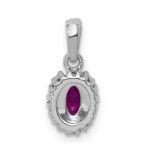 14k White Gold Diamond and .32 Oval Ruby Halo Pendant - Image 3