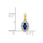 14k with White Rhodium Diamond and .32 Sapphire Oval Halo Pendant - Image 4