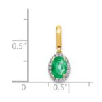 14k Diamond and Oval Emerald Halo Pendant - Image 4