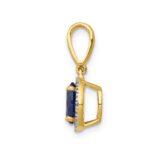14k Diamond and Oval 1.05 Sapphire Halo Pendant - Image 2