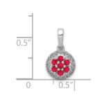 14k White Gold Diamond and .28 Ruby Cluster Halo Pendant - Image 4