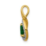 14k Diamond and Oval Emerald Halo Pendant - Image 2