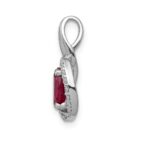 14k White Gold Diamond and .86 Oval Ruby Halo Pendant - Image 2
