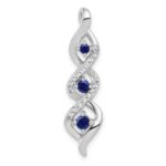 10k White Gold 1/15 carat Lab Grown Diamond VS/SI+ G+ and Lab Created Blue Sapphire Twist Chain Slide Pendant
