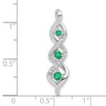 10k White Gold 3-stone Twisted Diamond and Emerald Chain Slide - Image 2