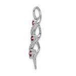 14k White Gold Diamond and .25 Ruby Twisted 3-stone Chain Slide - Image 2