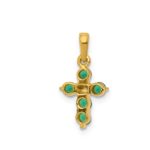 14k Emerald and Diamond Cross Pendant - Image 3