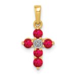 10K .30 Ruby and Diamond Cross Pendant