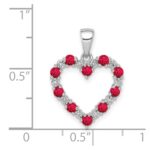 14k White Gold Diamond and Ruby Heart Pendant - Image 4