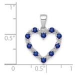 14k White Gold Diamond and Sapphire Heart Pendant - Image 4