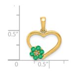 14k Diamond and Emerald Flower and Heart Pendant - Image 4
