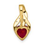 14k Diamond and Lab Created Ruby Heart Pendant Fits up to 2mm Regular/5mm Fancy or Reversible Omega - Image 3