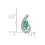 14k White Gold Diamond and Marquise Emerald Teardrop Chain Slide - Image 4