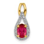 14k 1/10 carat Lab Grown Diamond VS/SI+ G+ and Lab Created Ruby Pendant