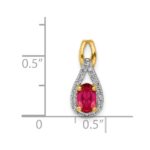 14k Diamond and .50 Oval Ruby Teardrop Halo Pendant - Image 4