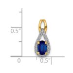 14k Diamond and Oval Sapphire Teardrop Halo Pendant - Image 4