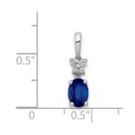 14k White Gold Diamond and .82 Oval Sapphire Pendant - Image 4