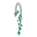 14k White Gold Diamond and Emerald Slide Fits up to 2mm Regular/3mm Fancy or Reversible Omega