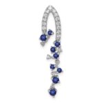 14k White Gold 1/5 carat Lab Grown Diamond VS/SI+ G+ and Lab Created Blue Sapphire Slide Pendant