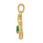 14k Pear Emerald and Diamond Dangle Pendant - Image 2