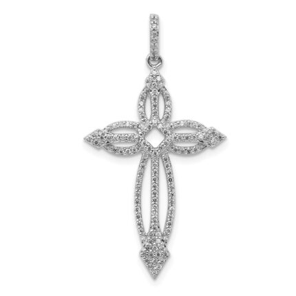 14k White Gold 1/3 carat Diamond Fancy Cross Pendant