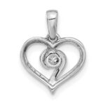 14k White Gold 1/10 carat Lab Grown Diamond VS/SI+ G+ Complete Heart Pendant - Image 3