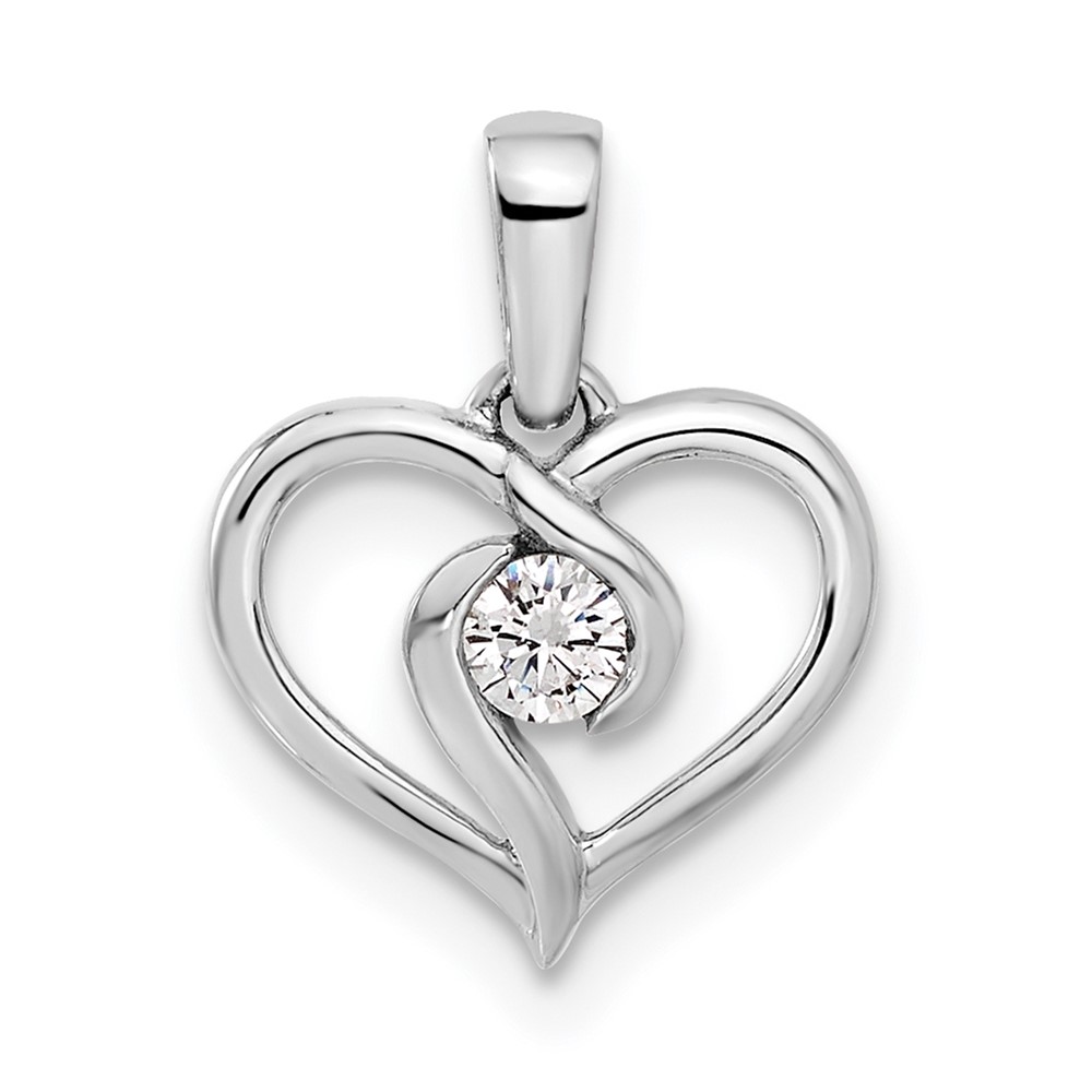 PM5922-010-WAA.jpg 14k White Gold 1/10 carat Lab Grown Diamond VS/SI+ G+ Complete Heart Pendant - Image 1