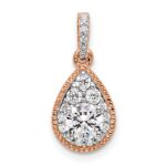 14k Rose Gold 1/2 carat Lab Grown Diamond VS/SI+ G+ Complete Teardrop Dangle Pendant