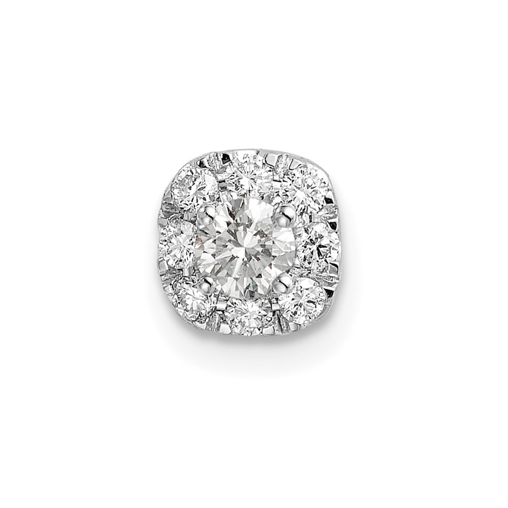 PM6636-025-WAA.jpg 14k White Gold 1/4 carat Lab Grown Diamond VS/SI+ G+ Complete Cushion Halo Chain Slide Pendant - Image 1