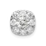 14k White Gold 3/4 carat Lab Grown Diamond VS/SI+ G+ Complete Cushion Halo Chain Slide Pendant