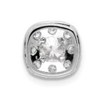 14k White Gold 3/4 carat Lab Grown Diamond VS/SI+ G+ Complete Cushion Halo Chain Slide Pendant - Image 3