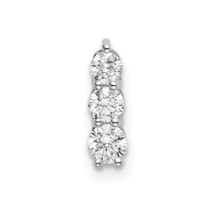 14k White Gold 1/4 carat Lab Grown Diamond VS/SI+ G+ Three Stone Chain Slide Pendant