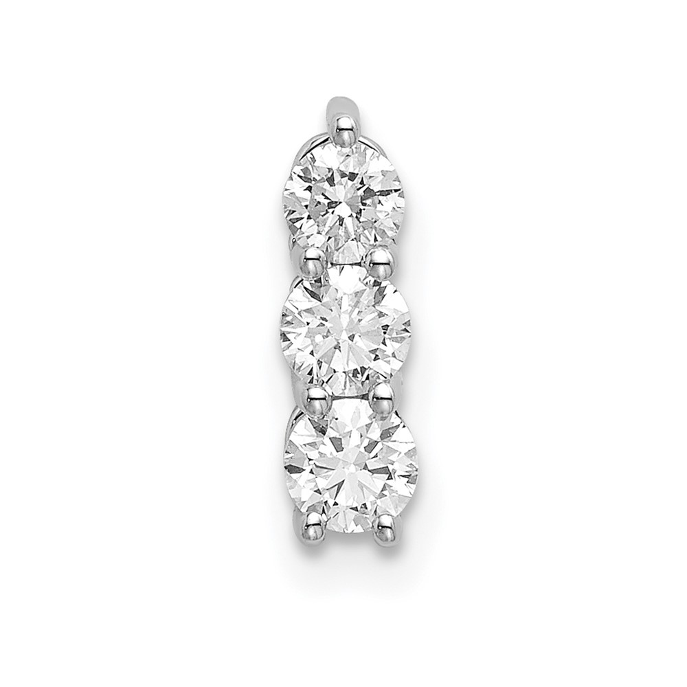 PM6637-033-WAA.jpg 14k White Gold 1/3 carat Lab Grown Diamond VS/SI+ G+ Three Stone Chain Slide Pendant - Image 1